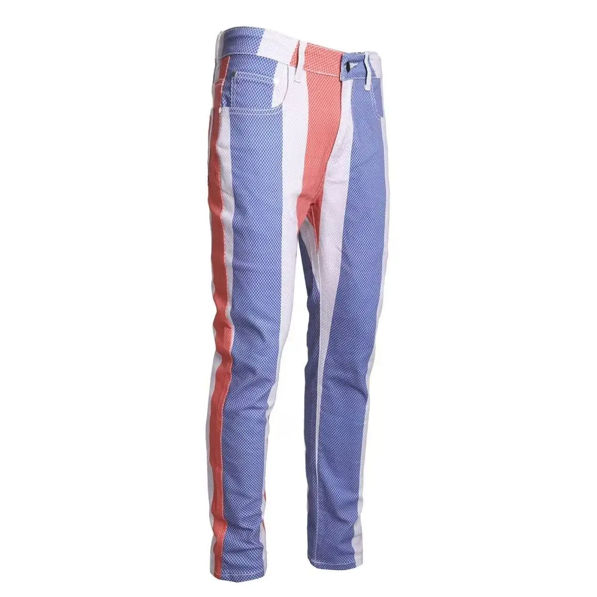 Y2k new light blue jeans nostalgic washed elastic slim fit 3D printed three-dimensional cut jeans high street hip-hop brand pant