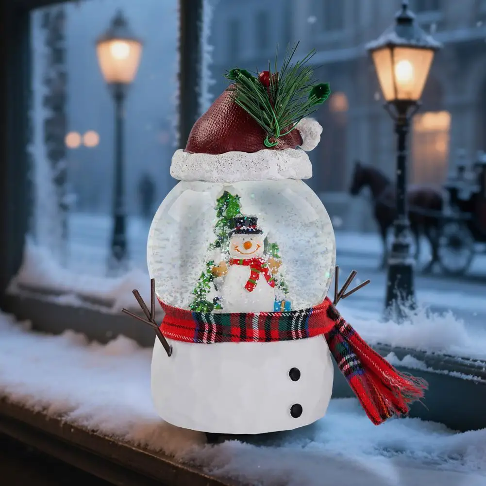 Faux Ball Decoration Christmas Faux Ball Ornament with Snowman Scarf Musical Snow Globe Decoration Holiday Desktop Party Home
