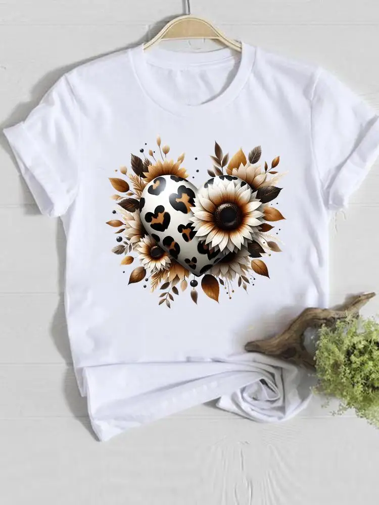 Aquarela feminina amor coração estampa camiseta, roupas femininas, moda casual, manga curta, o-pescoço, roupas populares, gráfico