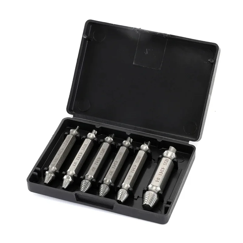 6pc HSS Extractor Doppel Kopf Schraube Rutsche Zahn Entfernung Schraubendreher Schraubendreher Bit Gebrochenen Draht Werkzeug Set