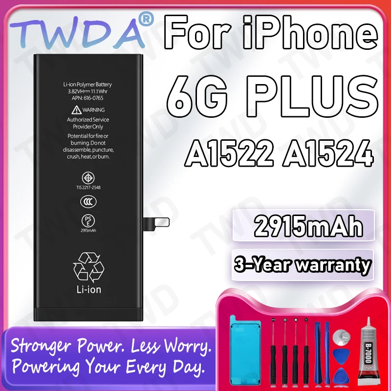 616-0765 Аккумулятор большой емкости 2915 мАч для iPhone 6 PLUS/A1522/A1524 Новые аккумуляторы высокого качества + бесплатные инструменты