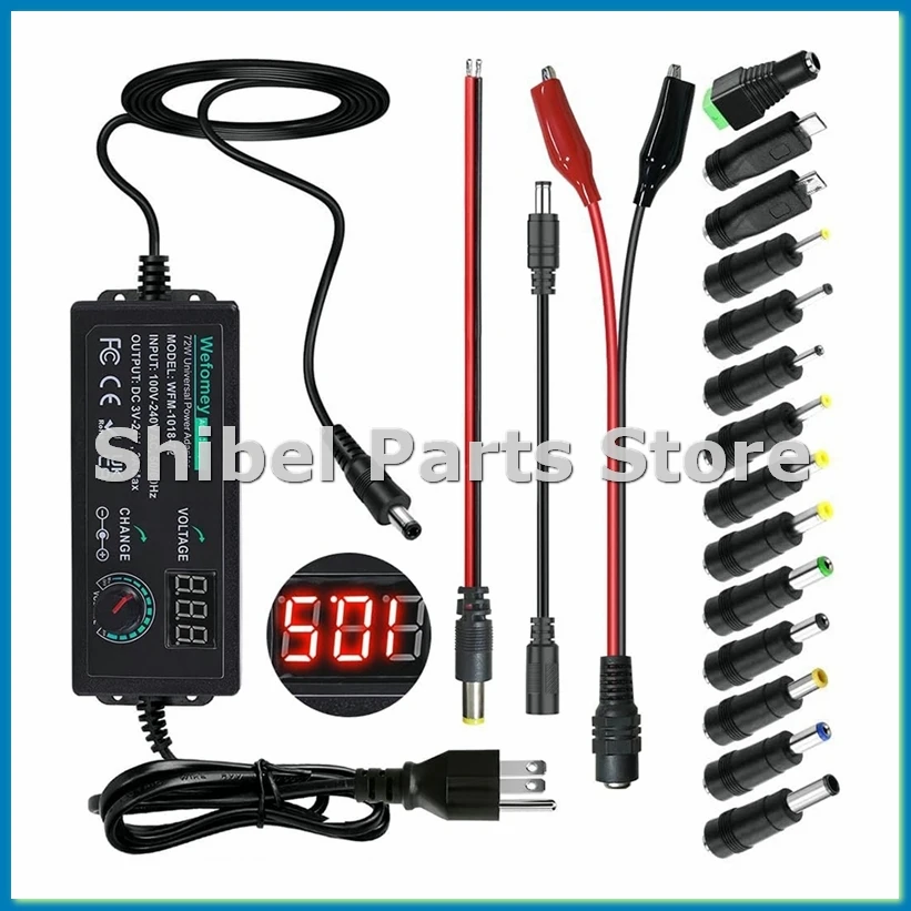 Power Supply 3V-24V 3A 72W Adjustable Variable 3V 5V 6V 9V 12V 18V 20V 24V , 100V-240V AC to DC Converter US Plug-A32R