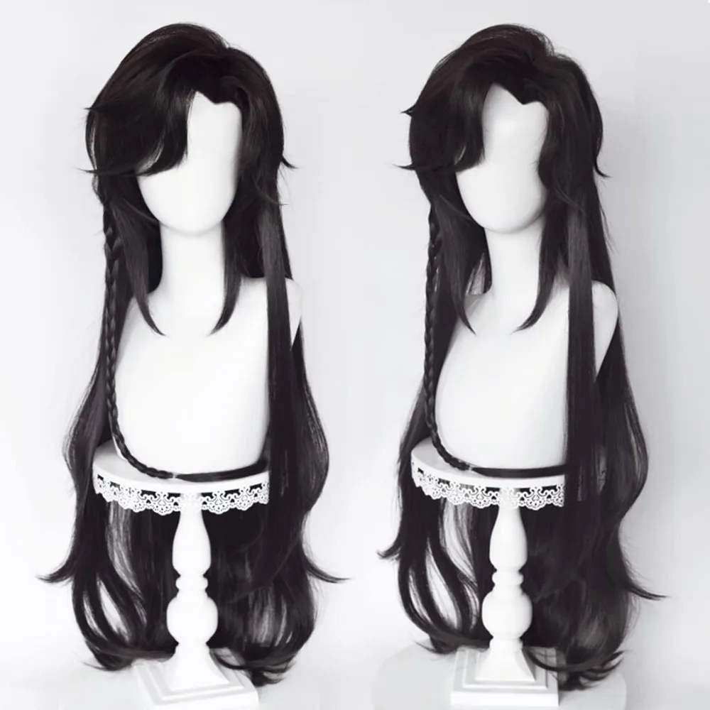 

Длинные черные плетеные волосы для косплея Tian Guan Ci Fu Heaven's Official Blessing Hua Cheng San Lang с шапочкой для парика