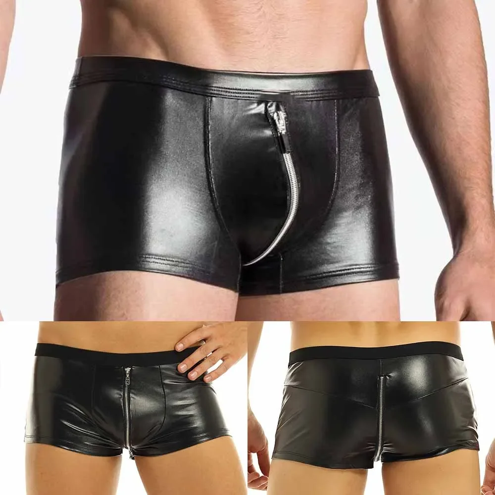 Shorts Underpant Men Boxer Briefs Boxer Briefs Shorts Underpants Boxers For Men Faux Leather Low Rise Underwear