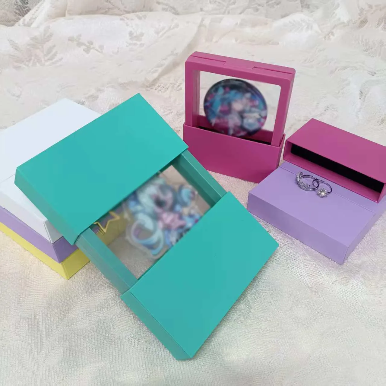 Pull-Out Jewelry Box Transparent Drawer Case Bracelets Earrings Brooches Gift Display Box Pendants Keychains Storage Case