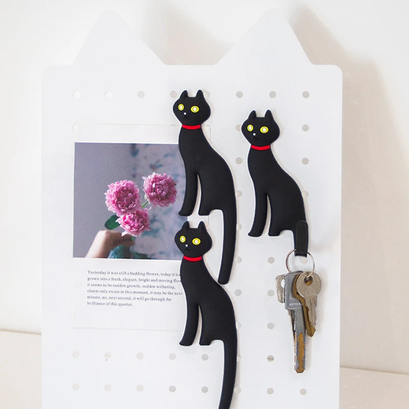 Black Cat Magnet Hook Creative Cat Shape, Auxiliary Hooks, Home Storage Hooks, Suitable for a Variety of Home Scenes