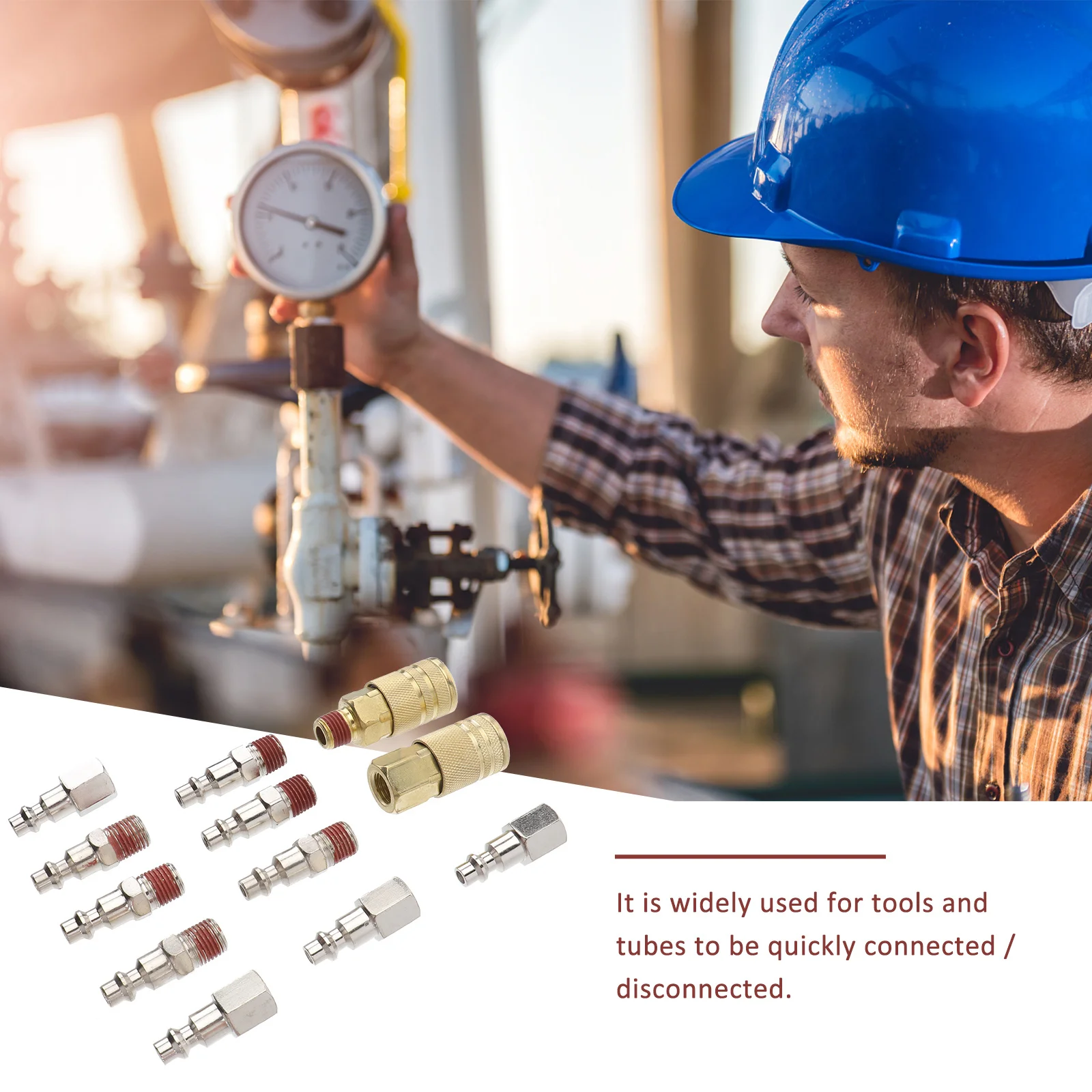 

12 in 1 Pneumatic Air Coupler Plug Set Durable Push in Quick Connect Fittings for Compressor Tube Air Hose Pneumatic Fittings