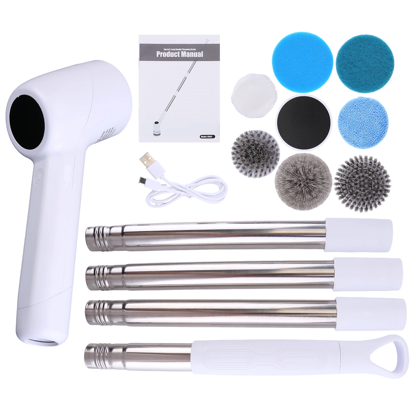 

Электрический скруббер 7 в 1, электрическая щетка для чистки с удлинительной ручкой, перезаряжаемый скруббер емкостью 330 об/мин для раковины в ванной комнате