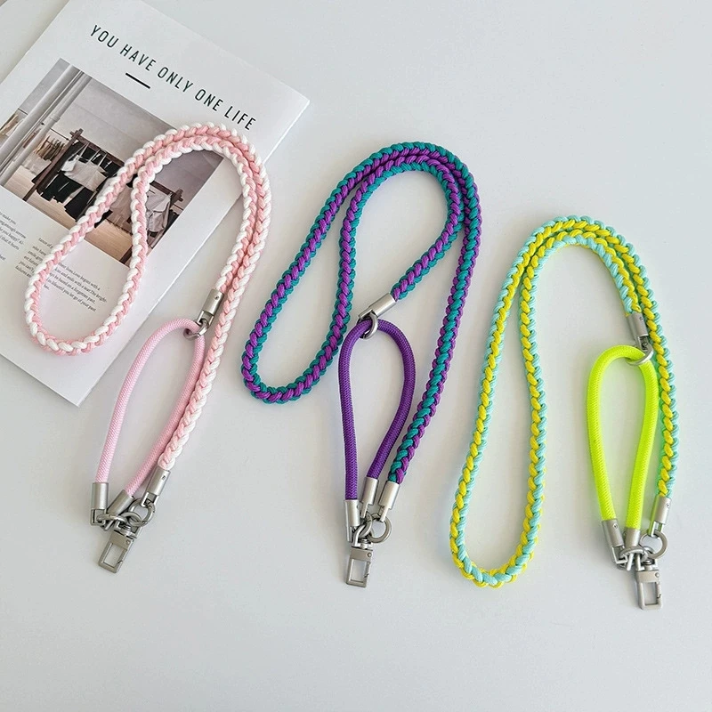 

Splicing Mobile phone lanyard three-purpose pendant adjustable anti-theft rope chain metal gasket messenger bag neck wrist