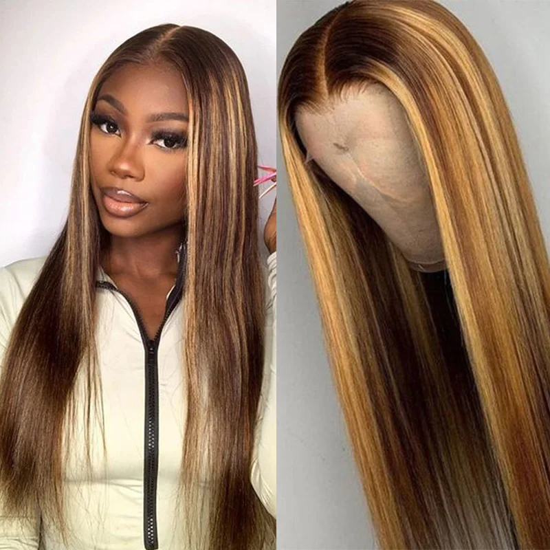 

Brazilian 13x6 hd lace frontal full human hair wig for women choice highlight colored bone straight cheap wigs on sale clearance