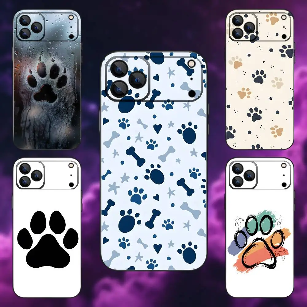 

Pet paw prints Phone Case For iPhone 17,16,15,14,13,12,Pro,Max,Plus,E,SE4,Air,Mini Black Soft Box
