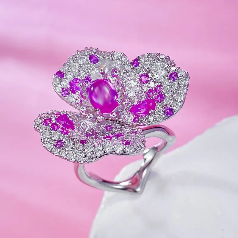 

Ювелирные весенние изделия, новинка, искусственное кольцо с трехмерной бабочкой для женщин, серебро 925 пробы, искусственное красное кольцо