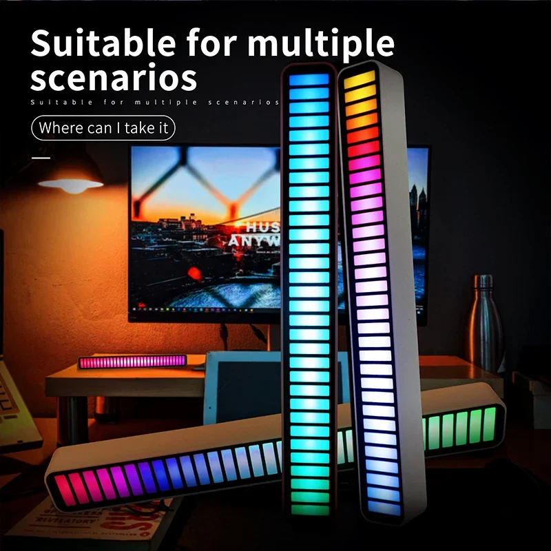 

LED Rhythm Recognition Night Light RGB Music Audio Esports Table Lamp Atmosphere Light Home Decoration APP Party Volume Light