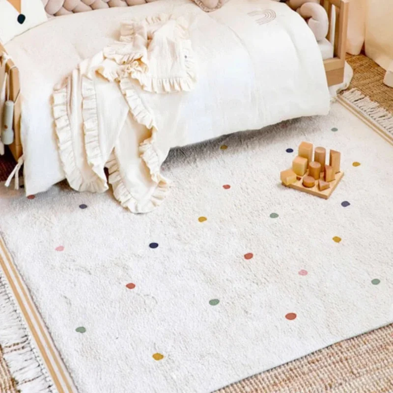 

Tassel Carpet for Living Room Round Children's Bedroom Plush Rugs Home Decoration Fluffy Cute Bedside Floor Mats Ковер Tapete 러그