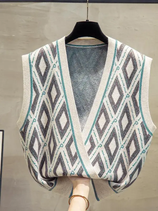 

Women's V-Ne Knitted Woolen Open Cardigan Trendy Outerwear Faion Versatile 2025 Autumn New Arrival No Brand