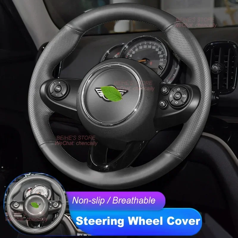 

Hand-stitched Non-slip Durable Nappa Leather Suede Car Steering Wheel Cover for MINI CLUBMAN COUNTRYMAN 16-21 Interior Accessory