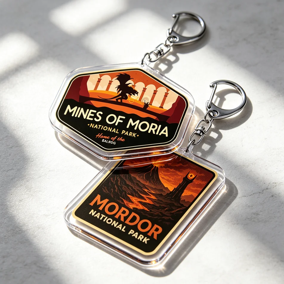 Hot Fantasy Movie Seriers Keychains for Accessories Jewelry Middle Earth Acrylic Key Ring Purse Phone Bag Charms Friends Gifts