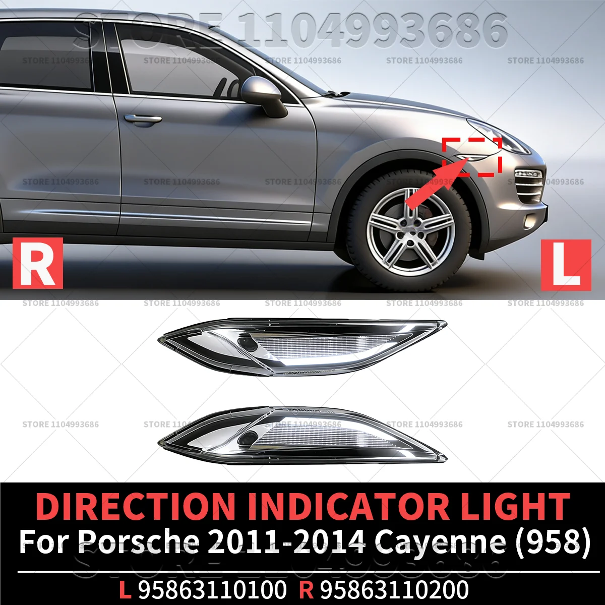 

Для Porsche 2011 2013 2014 Cayenne S Turbo (958) Индикатор направления OEM 95863110100 95863110200 95863110110 95863110210
