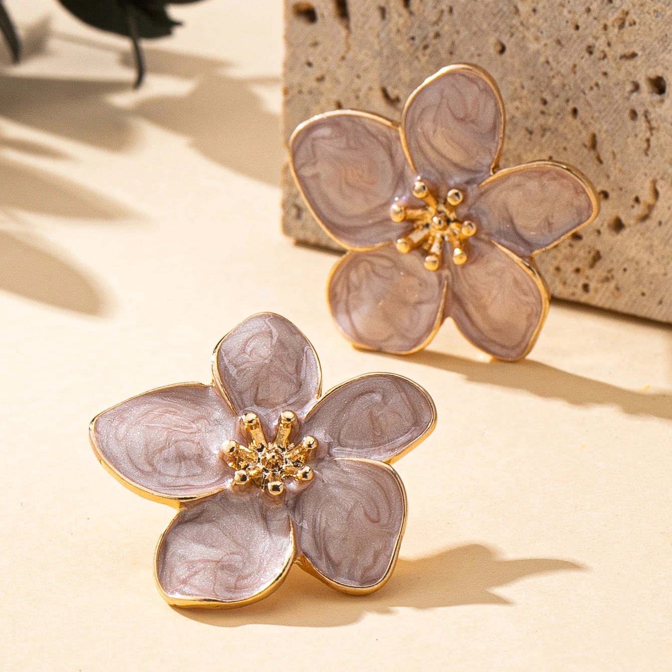 Women's Three-Dimensional Flower Design Enamel Earrings