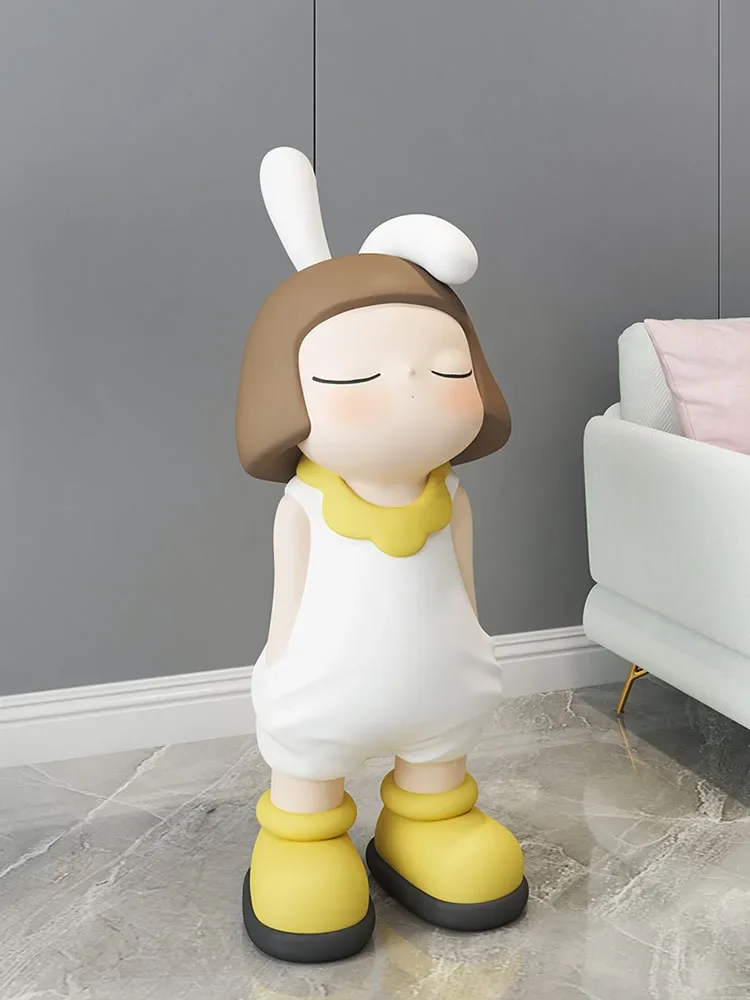 Nordic Home Decor Rabbit Girl Statue Room Decor Large Art Figure Sculpture Christmas Decoration Home Kawaii Accessories Figurine