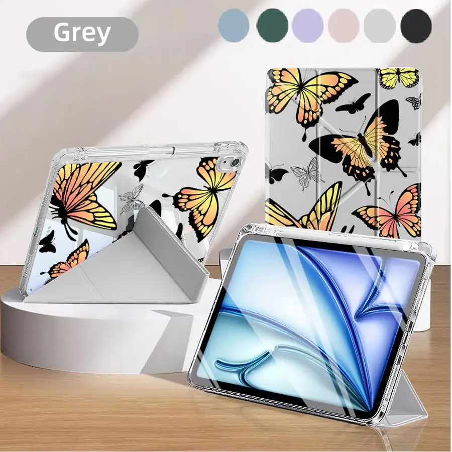 

Винтажный чехол-подставка с бабочками для планшетов iPad Pro 2025 11-го, 10-го, 9-го, 8-го, 7-го поколений, 12.9 дюймов, Air 4, 5, M3, M2, M4, 11 дюймов, Mini 6, 7