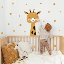 Cartoon Cute Deer Lion Animal Polka Dots Wall Sticker Baby Kids Room Decoration Vinyl Wall Decal Children Nursery Peel and Stick