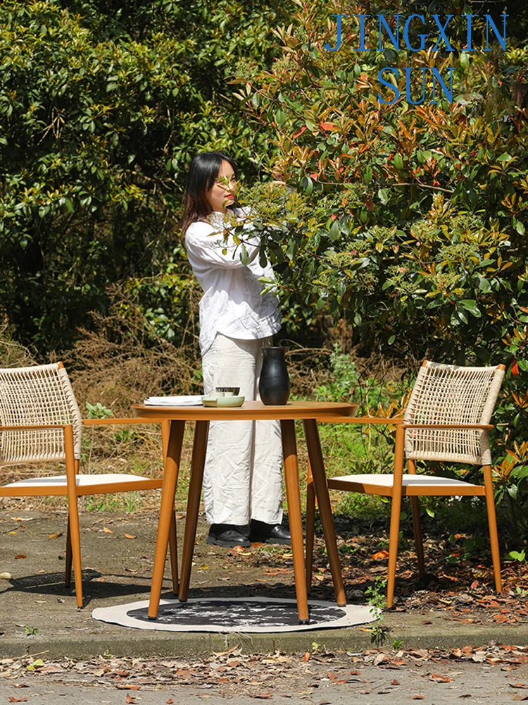 Balcony small reading leisure rattan  new Chinese small apartment garden courtyard one table and two chair