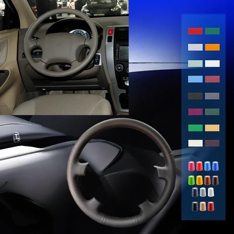 For Hyundai Tucson 2006 - 2012 2013 2014 Customized Hand-stitched Car Steering Wheel Cover Microfiber Leather Car Accessories