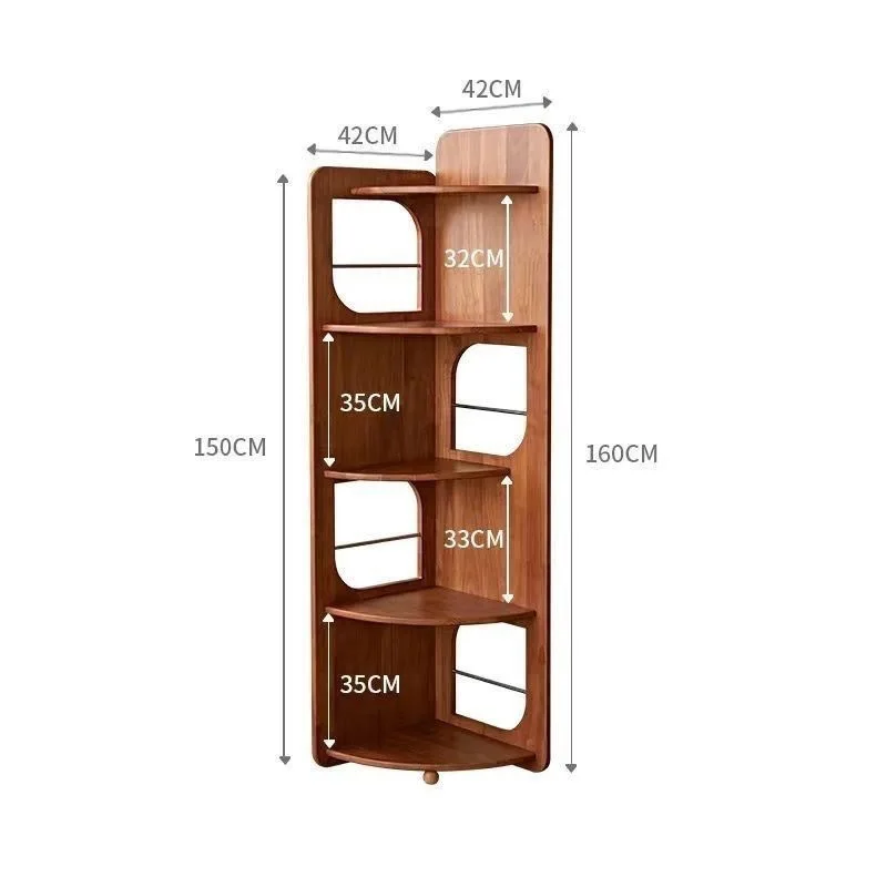 

Medieval solid wood corner living room small apartment bookshelf bedroom storage triangular Nordic bookcase retro