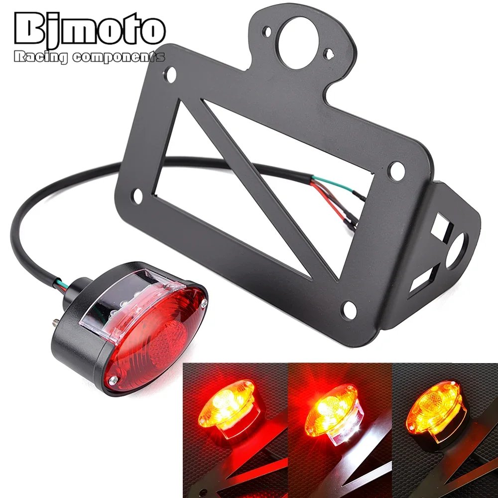 

Motorcycle Universal Tail Light Side Mount License Plate Bracket LED Light For Harley Cafe Racer Honda Suzuki Yamaha