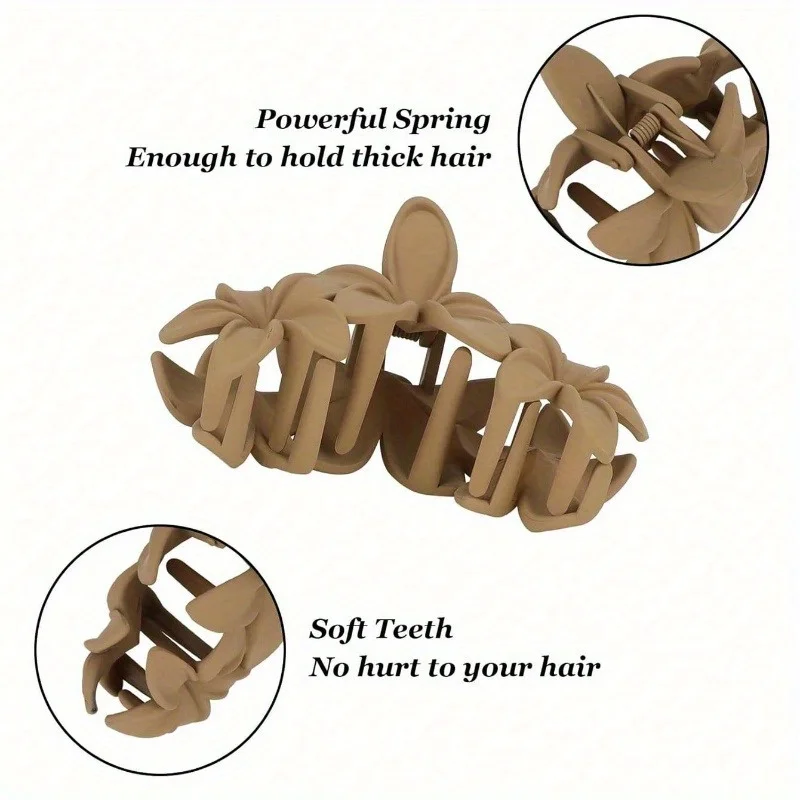 قطعة واحدة (تعتمد على SKU) مشابك شعر بلاستيكية خفيفة الوزن مقاس 11 سم/4.33 بوصة باللون الأسود - عصرية وراقية وأنيقة وبسيطة
