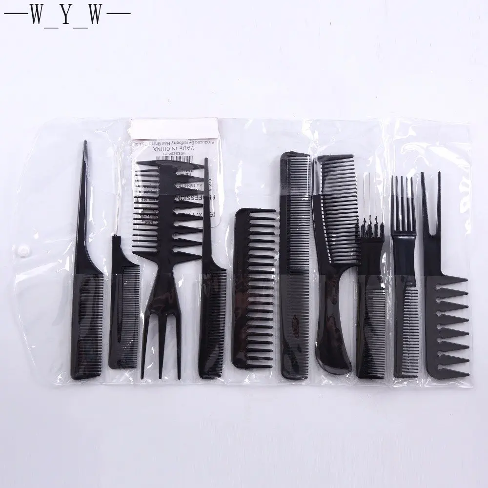 10 Pcs/Set Professional Hair Brush Comb Salon Barber Anti-static Hair Combs wig Hairdressing Combs Hair Care Styling Tools