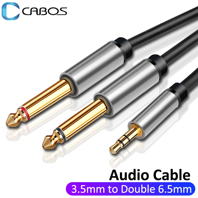 Jack 3.5mm to Double 6.5mm Aux TRS Cable Dual 6.35mm Aux Cord For iPod Speaker Male Mono 6.5 Jack to Stereo 3.5 Jack Audio Cable