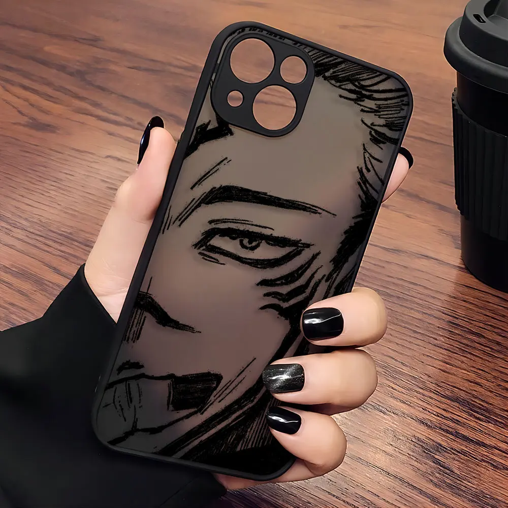 Blcak Hot Jujutsu Kaisen Anime Phone Case For iPhone 15 14 13 12 11 Mini Pro Max XR XSMax 7 8 Plus Matte Transparent Back Cover