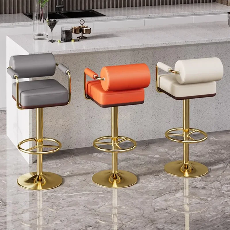 Luxury Adjustable Bar Chairs Arm Rest Nordic Counter Height Bar Stool Modern Swivel Silla Bar Cocina Restaurant Furniture