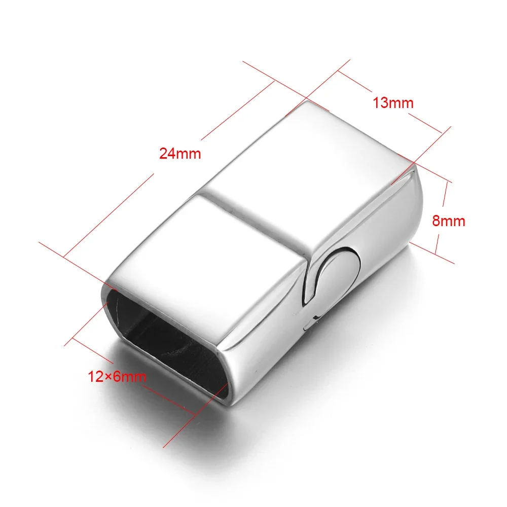 Stainless Steel Magnetic Clasp Hole 12*6mm Leather Cord Bracelet Jewelry Making Supplies Magnet Buckle DIY Accessories