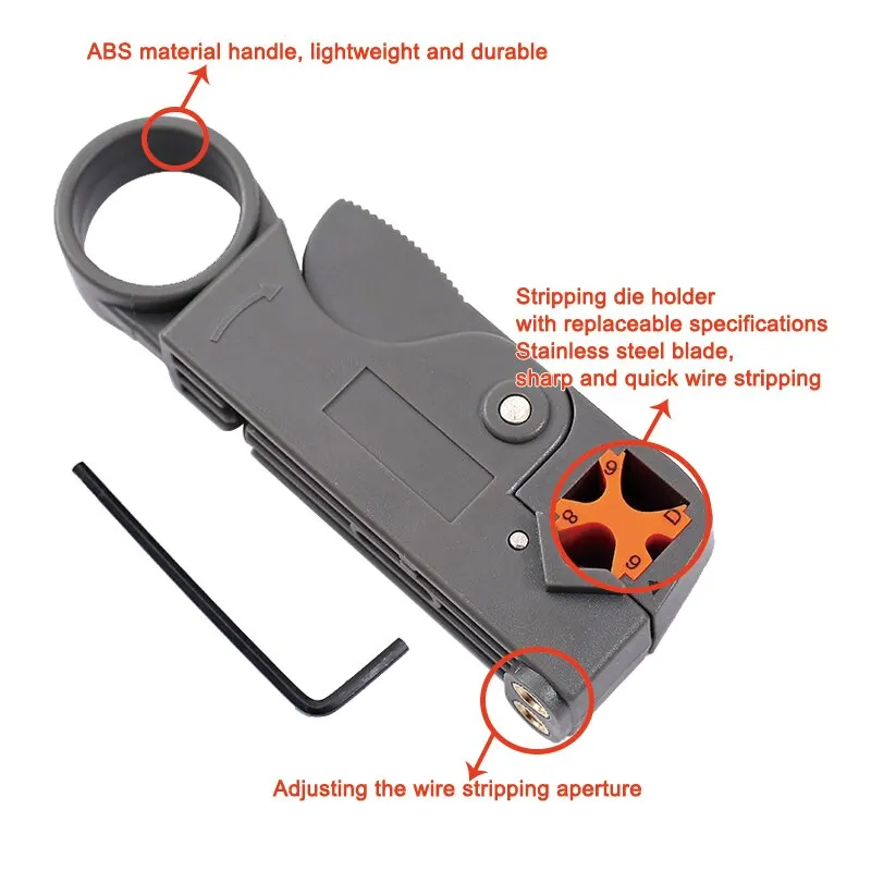 Multifunctional Coaxial Cable Stripper Wire Stripper Network Wire Clipper Video Wire Rotary Peeling Network Tool