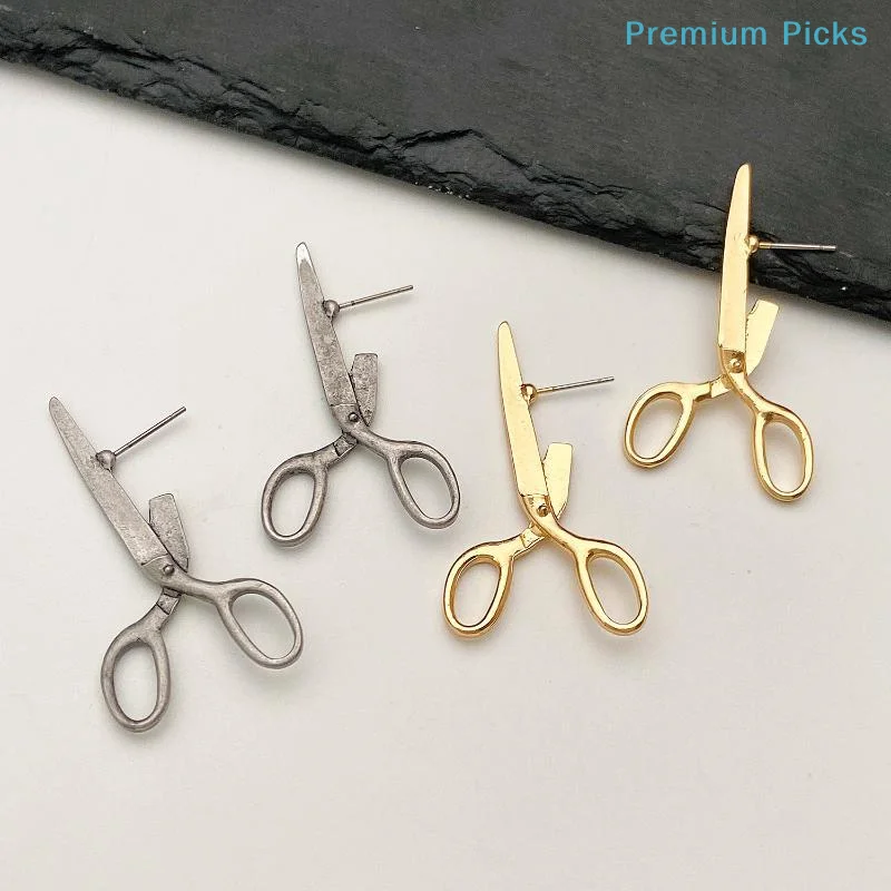 portableRetro Small Scissors Ear Studs Trendy Fashion Earrings for Women Casual Outing Party Holiday Jewelry Gift