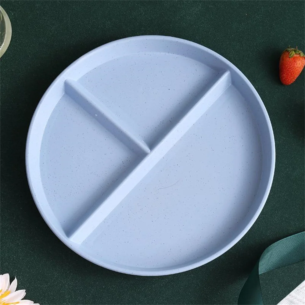 Divided Dish In 3 Diet Reusable Round  Plates Plate  Safe Kitchen Dinnerware Portion Plates For Adults 3 Compartments Microwave