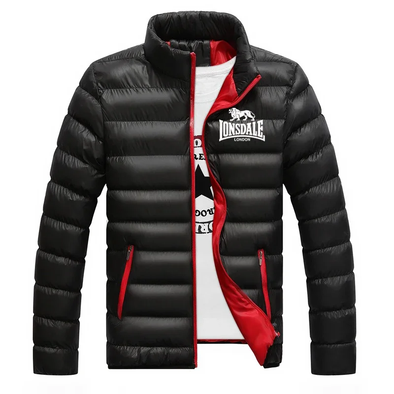 2024 Winter New Lonsdale Printing Zipper Men High Quality Casual Fashion Cotton-padded Slim Coat Men Jacket Youth Down Clothing