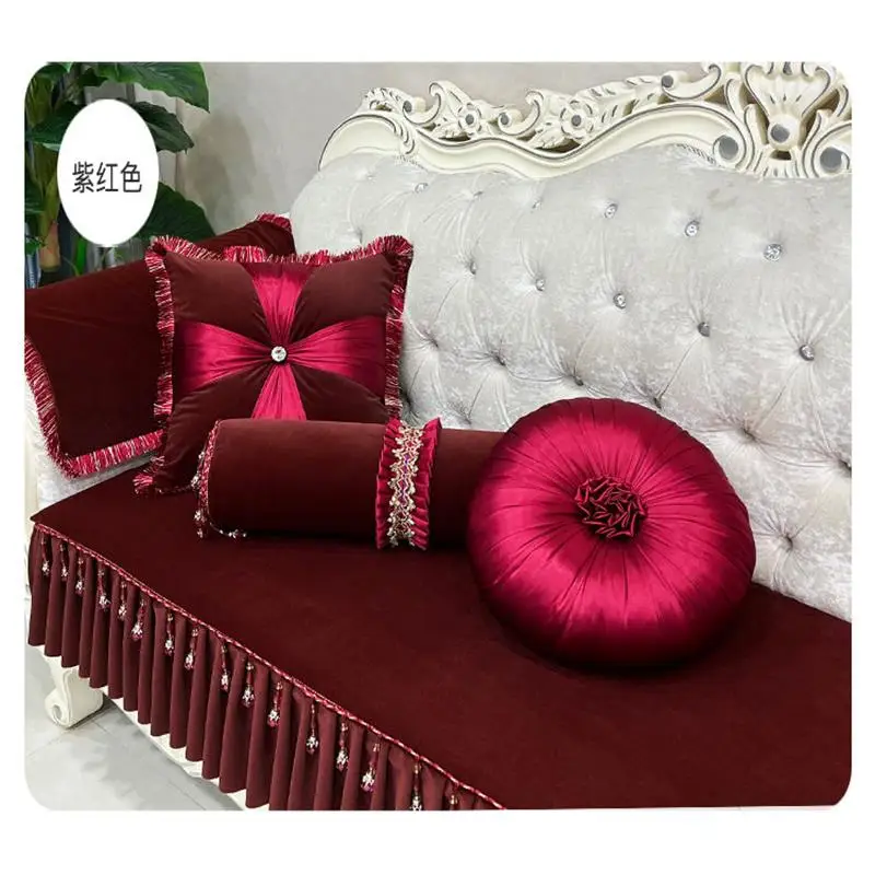 

European Style Square Round Pillow Include Core Candy Waist Back Pillow Car Sofa Seat Cushion Bedroom Home Textile Decoration
