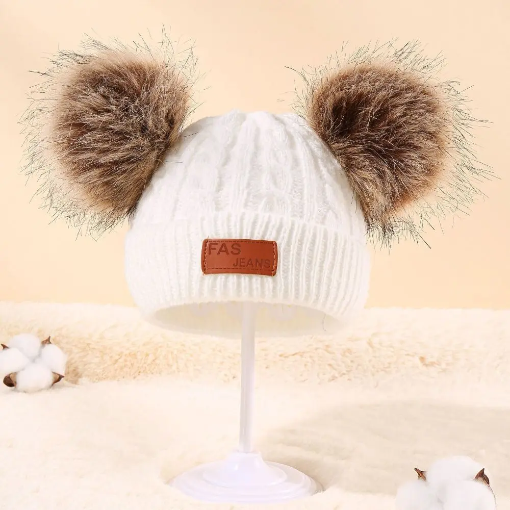 Cor sólida chapéu do bebê cachecol luvas conjunto à prova de vento quente engrossar pompom chapéus de malha gorro de malha pompom infantil bonnet natal