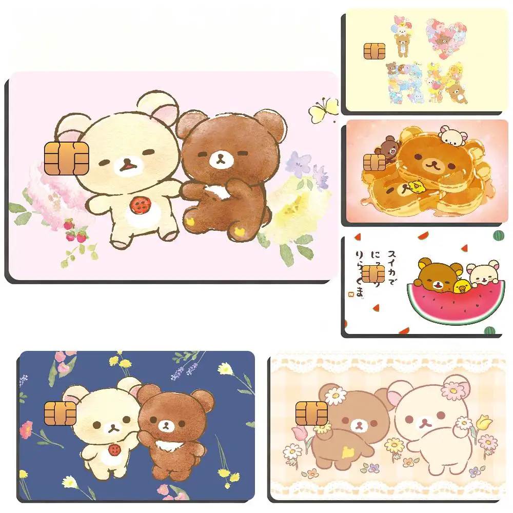 Cute R-Rilakkuma Waterproof Skin Sticker Bank Bus Metro Access Card Protective Film Card Sticker Girl Gift