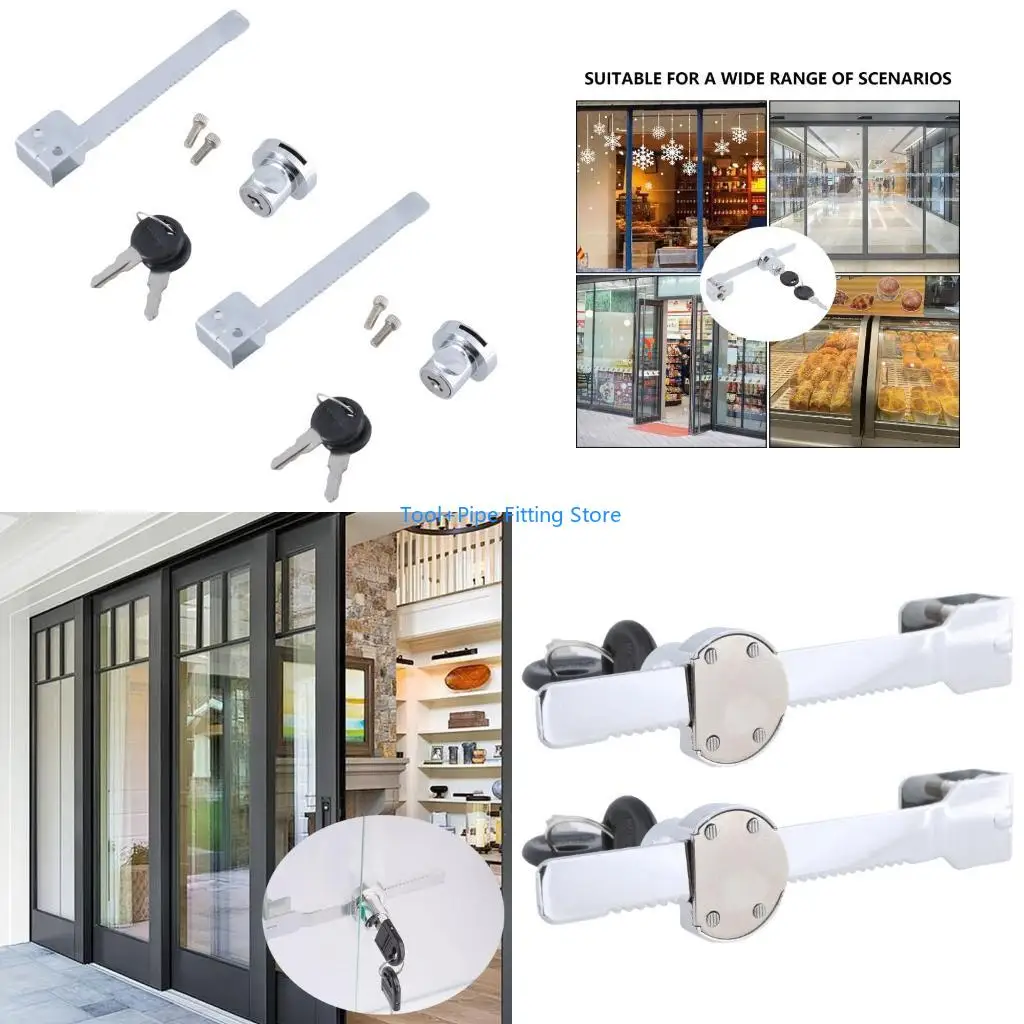 F92B 2Pcs Sliding Glass Door Ratchets Lock with Showcases Display Case Lock