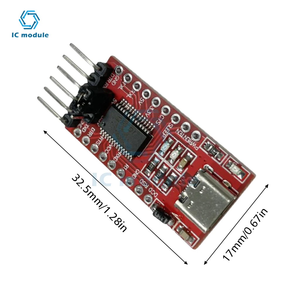 Mini USB para TTL Serial Converter Módulo Adaptador, Breakout Board para Arduino, FT232RL, FTDI, Tipo-C, 3.3V, 5.5V