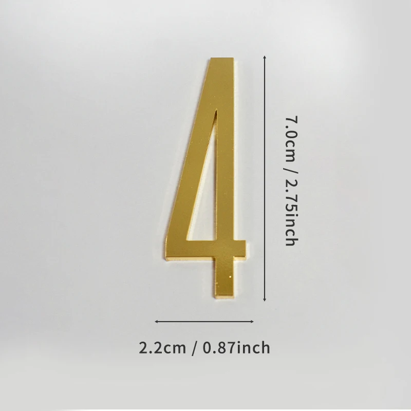 Goldene Türnummer mit selbstklebender Rückseite, 7 cm, Hausnummer aus Metall, Wohnungstürnummer für Outdoor, Hotel, Zuhause, Briefkastenetikett – Detail 11