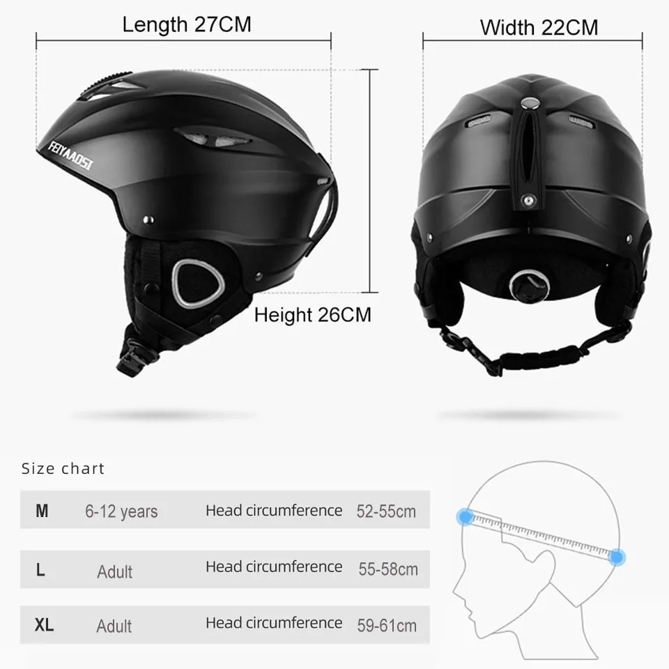 Coolfit Helm Ski Ringan 2022 dengan Sertifikat Keselamatan Helm Snowboard Cetakan Integral Bersepeda Ski Salju Pria Wanita Anak Kecil