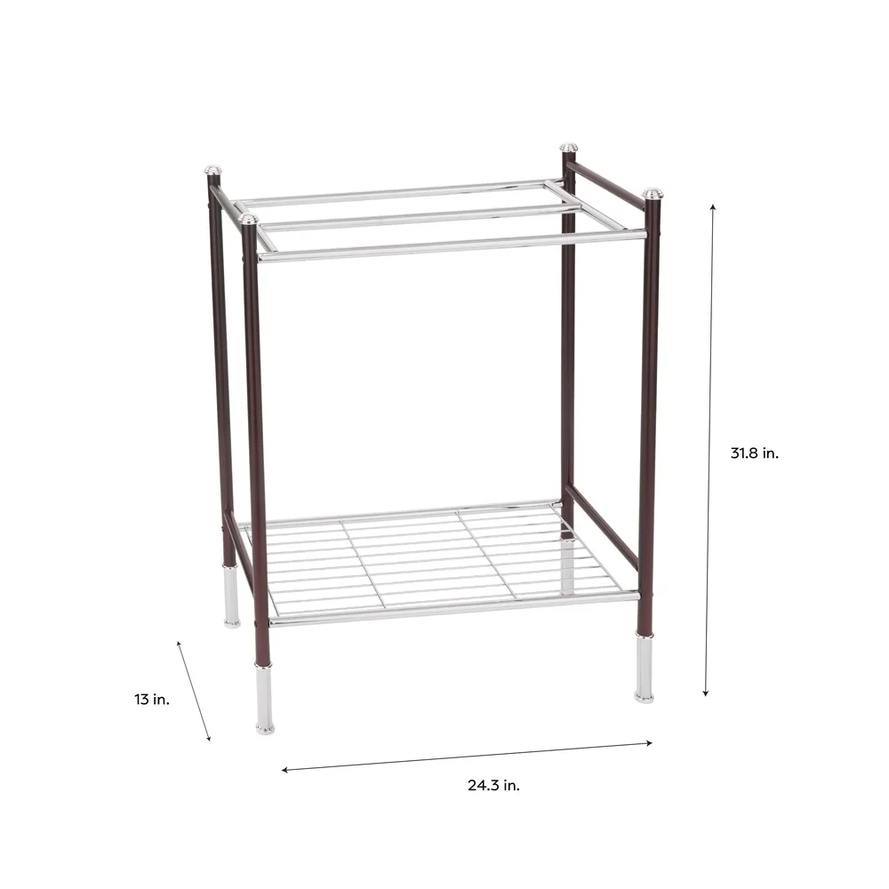 Freestanding Towel Rack with 3 Bars and Bottom Shelf Sturdy Steel Frame Bathroom Storage Easy Assembly Durable Design