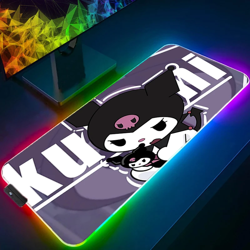 

RGB Mouse Pad K-kuromi Anime Gaming Accessories LED Keyboard Desk Mat Gamer Carpet Mousepad Backlight Kawaii 800x300 Mouse Mats