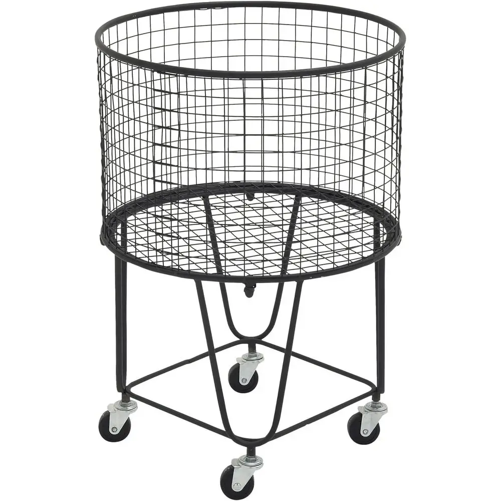 

CosmoLiving by Cosmopolitan Metal Storage Cart Deep Set Rolling Mesh Laundry Basket , 18" x 18" x 24", Black